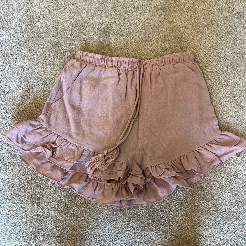 Lost + Wander Pink Ruffle Shorts